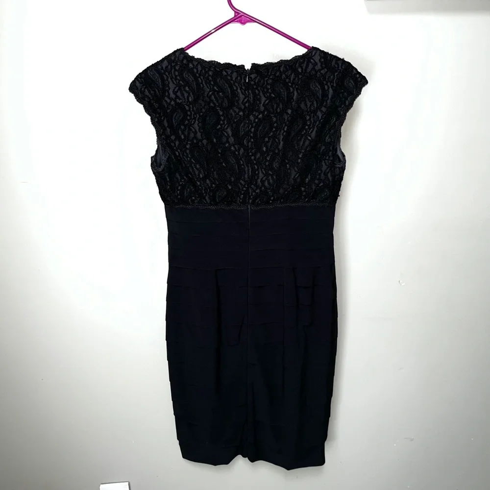 JONES WEAR Black Lace Tiered Dress/Size 4 - Picture 5 of 14